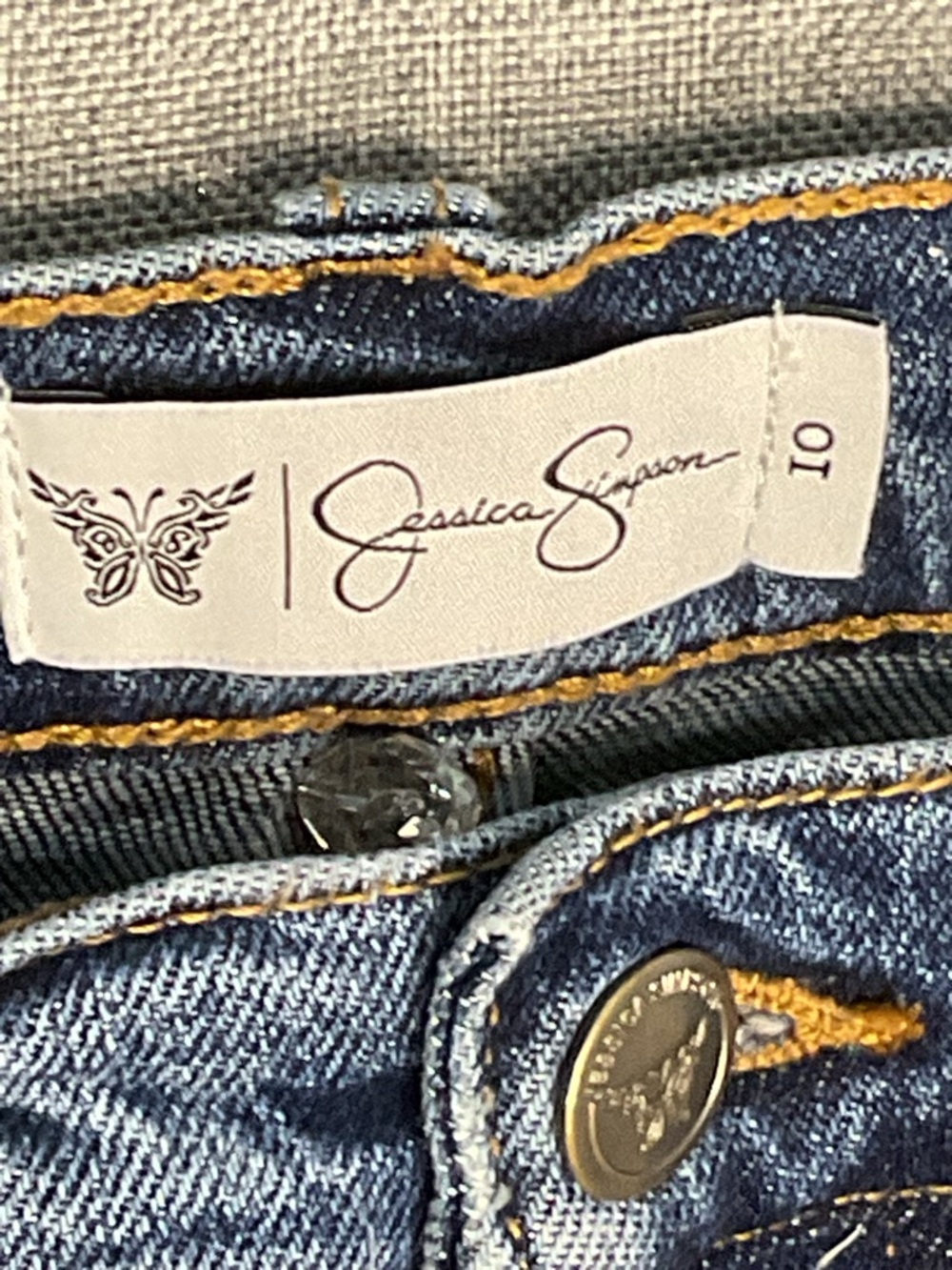 Jessica Simpson Myrtle Barrel Leg Jeans Medium Wash Seam Detail High Rise Sz 10 - Picture 4 of 9